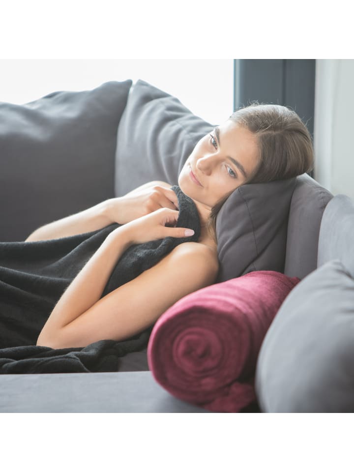 relaxdays 2x Kuscheldecke in Schwarz - (B)200 x (T)220 cm günstig kaufen onesize