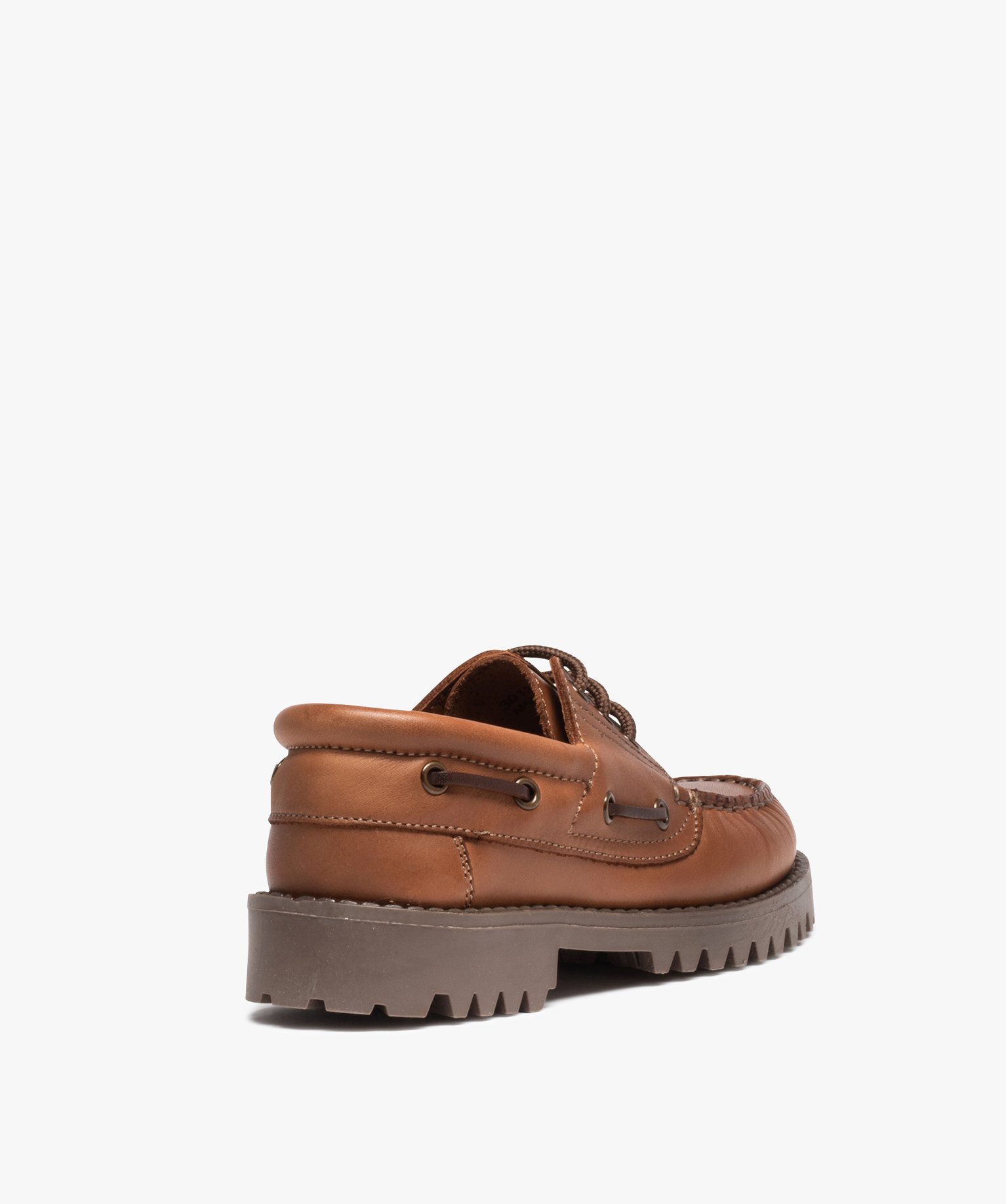 Mocassins unis en cuir à semelle crantée Garçon marron | GEMO