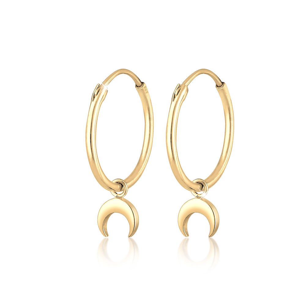 Elli Elli Boucles d'Oreilles Créole à suspendre demi-lune Luna Boucles d'oreilles