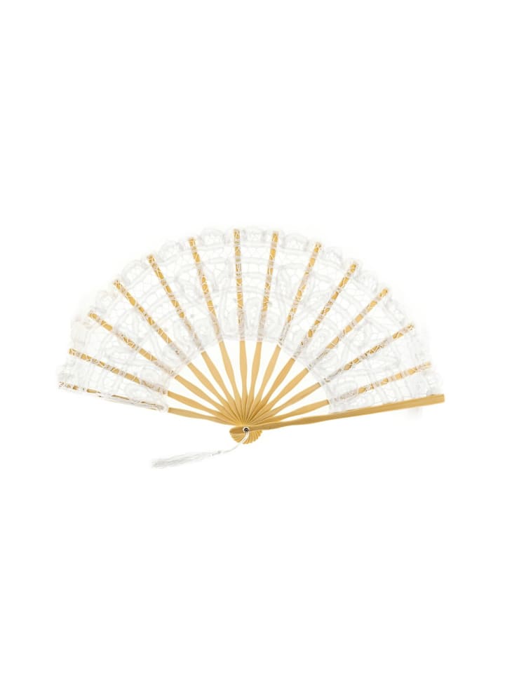 COFI 1453 Handgemachte elegante Fächer mit Spitze für besondere Anlässe in Weiß günstig kaufen onesize