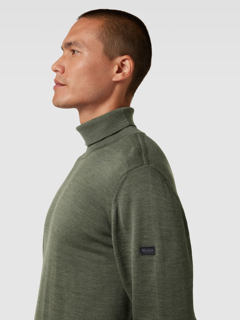 Rollkragenpullover aus Wolle Modell 'ROLLI' in grün
