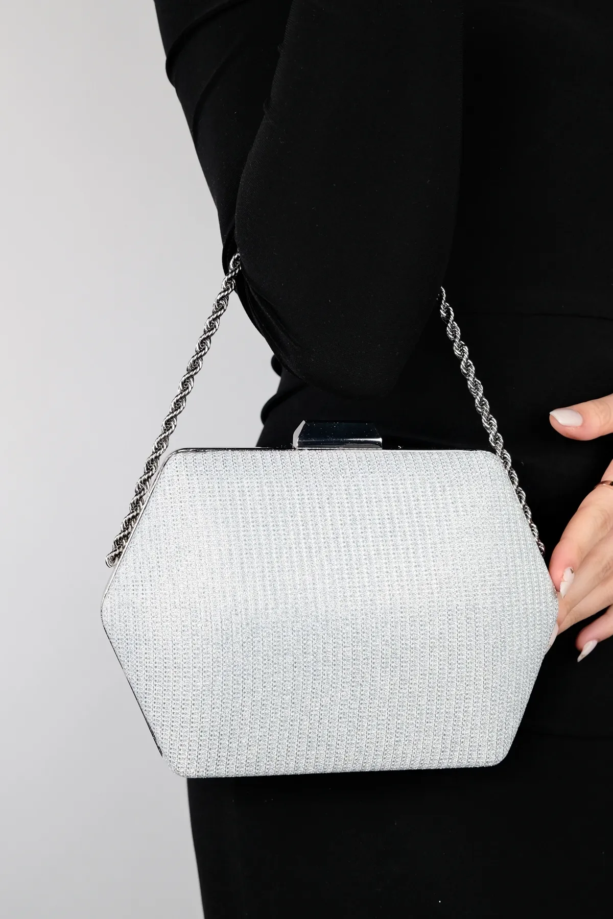 LuviShoes  CUARTO Silber Glitzer Damen Handtasche