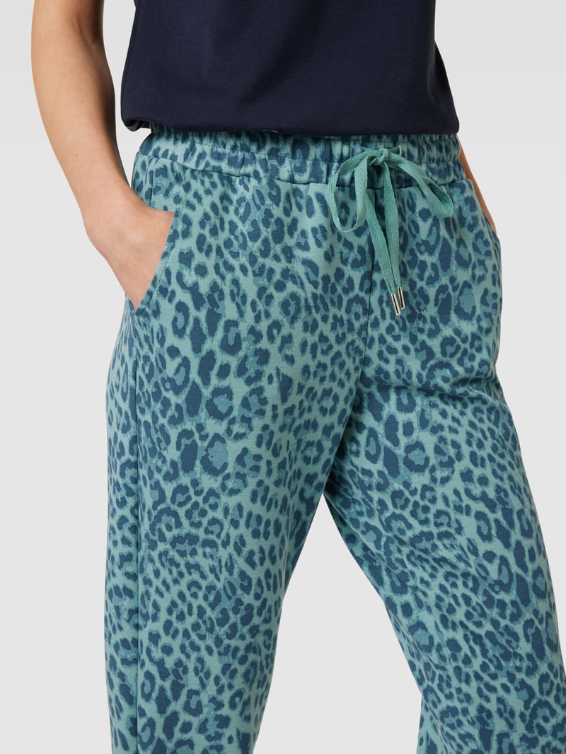 Sweatpants mit Animal-Print in ozean blau
