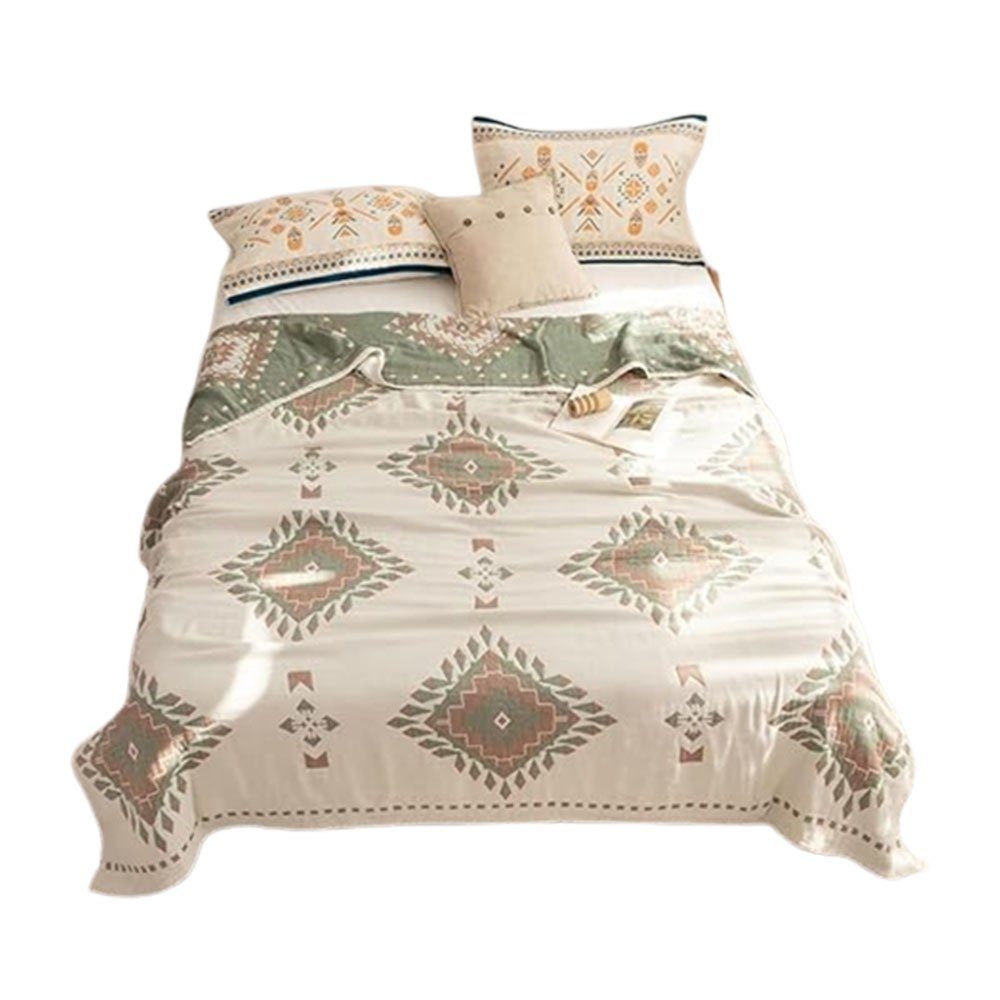 Wohndecke Decke Boho Baumwolle Tagesdecke,Gewebte Kuscheldecke 150×200cm Grün, FELIXLEO