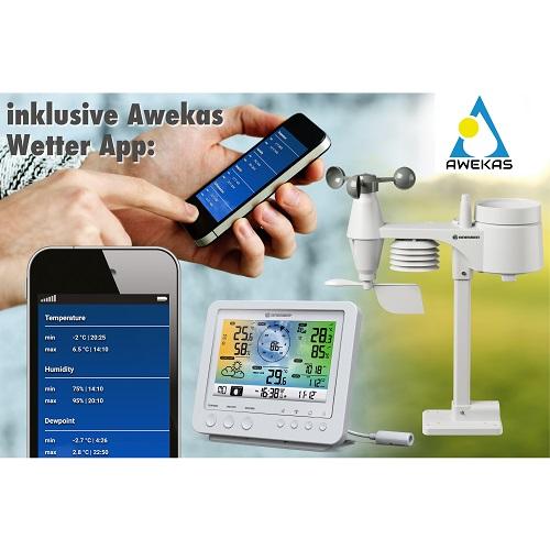 Bresser WLAN Farbwettercenter mit 5-in-1 Profi-Sensor weiß