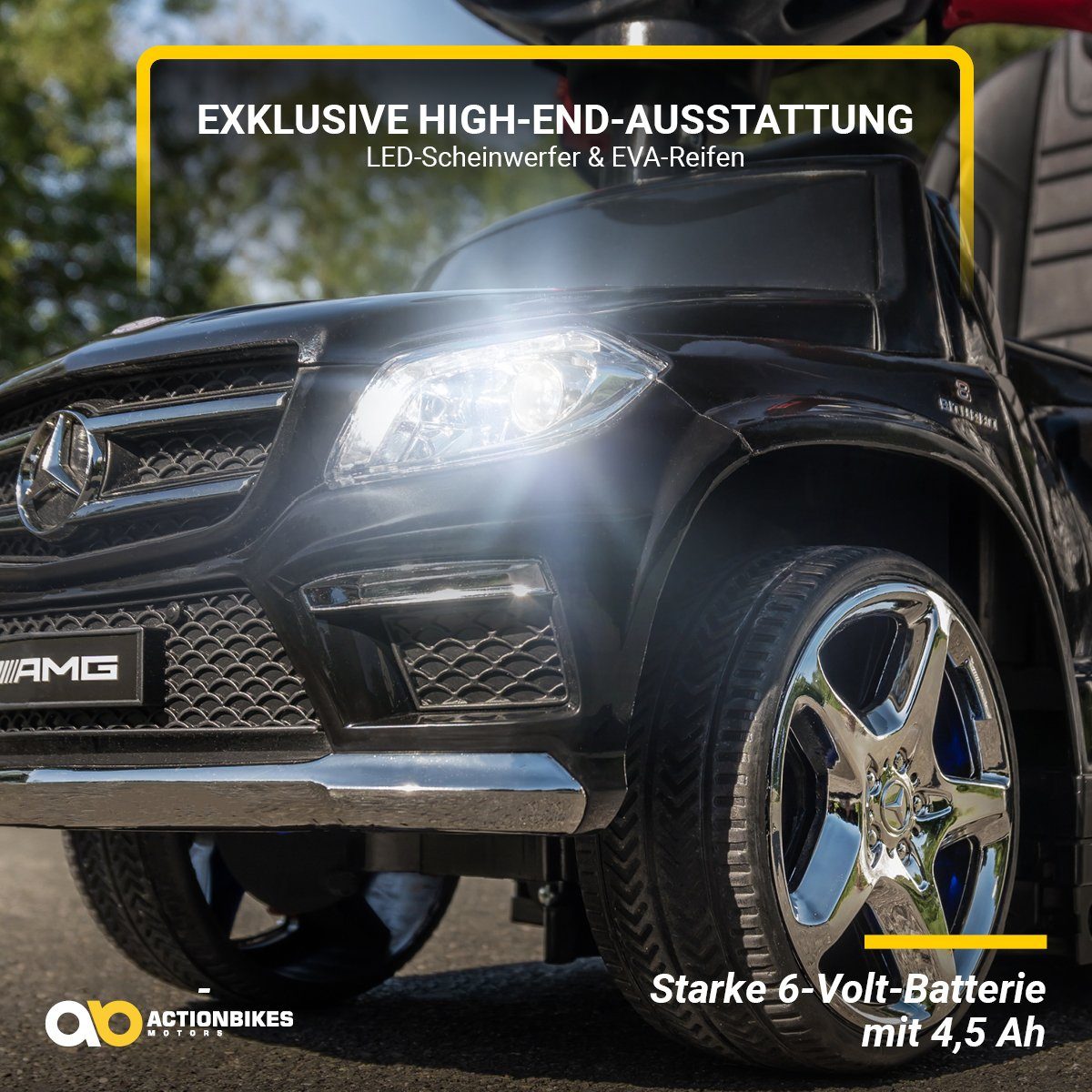 Actionbikes Motors Rutscherauto Mercedes Benz GL 63 AMG Rutschauto inkl. Schiebestange, (Kinder Elektro Auto ab 1 Jahr elektrisch - Schaukelfunktion - Trittbretter, 1-tlg., 6V Batterie - MP3 - Bluetooth - Soundmodul - LED - EVA-Reifen), Kinder Fahrze