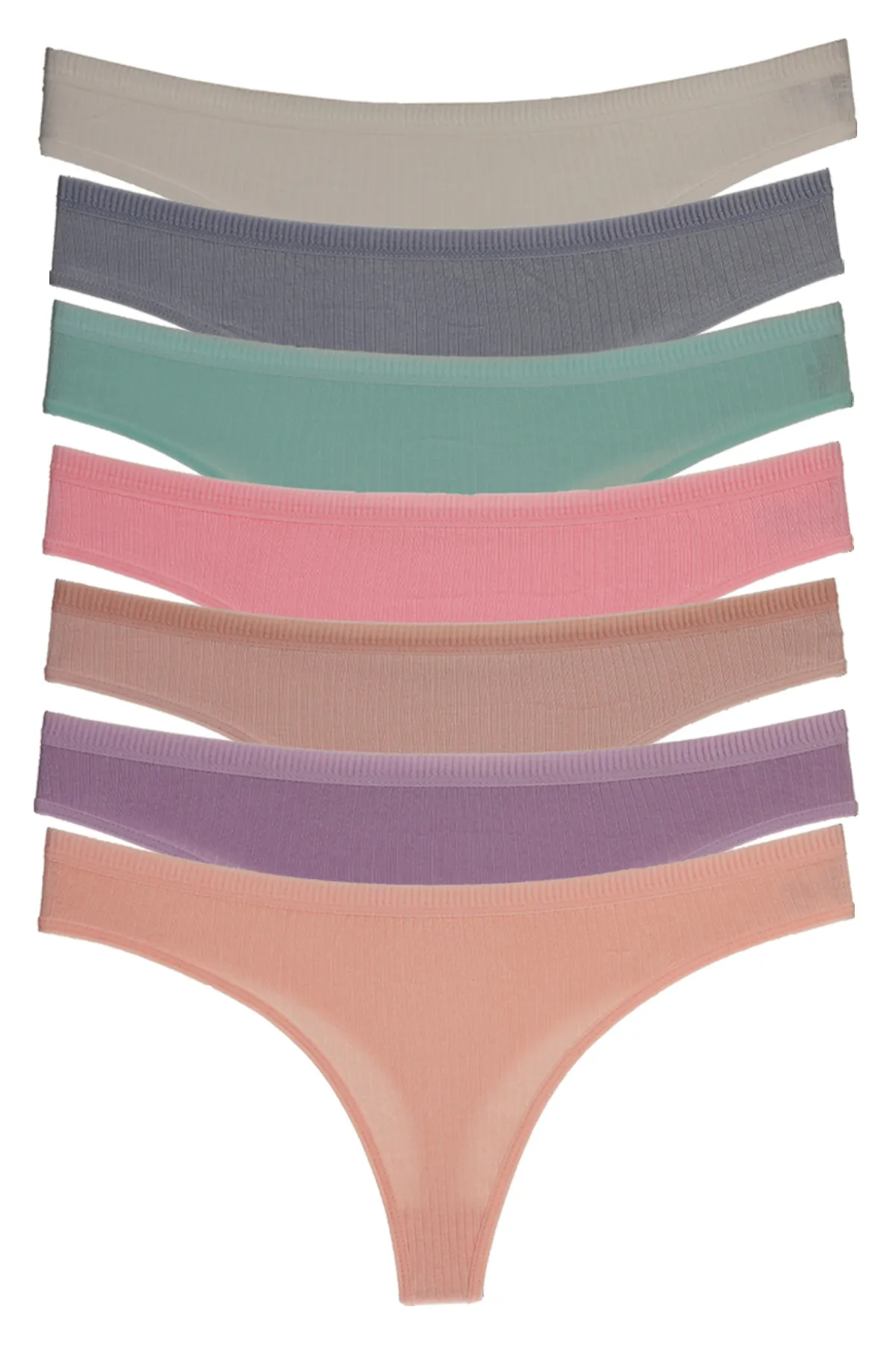 Nicoletta  Damenhöschen, Tangas, geripptes Lycra-Unterhemd, 7er-Pack, MIXCOLOR