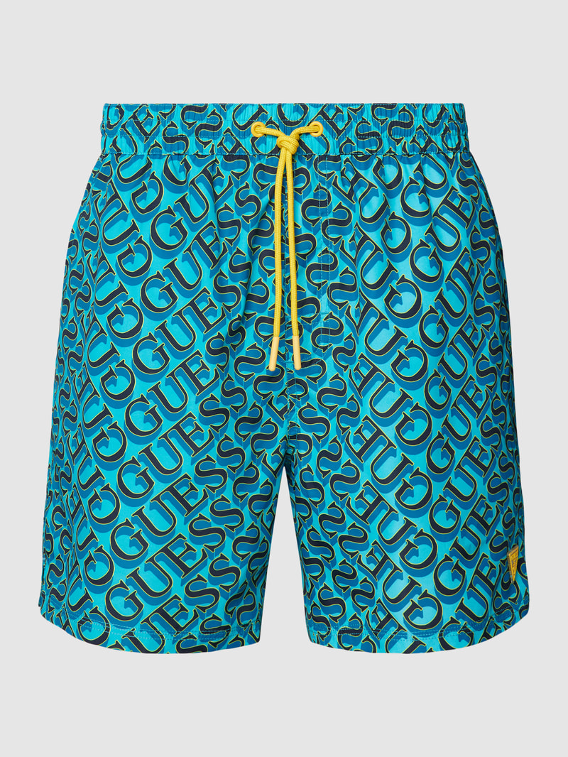 Badehose mit Logo-Muster in dunkelblau