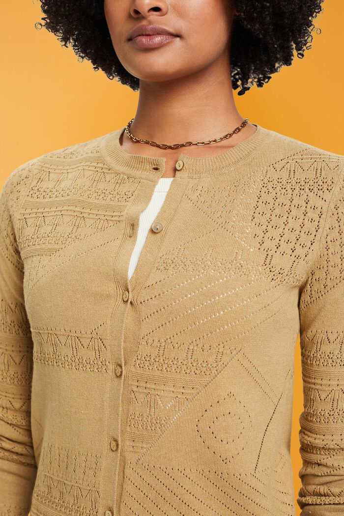Cardigan aus Leinenmix im Pointelle-Design