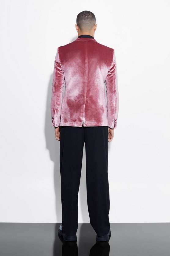 Skinny Velour-Blazer mit Satin-Revers