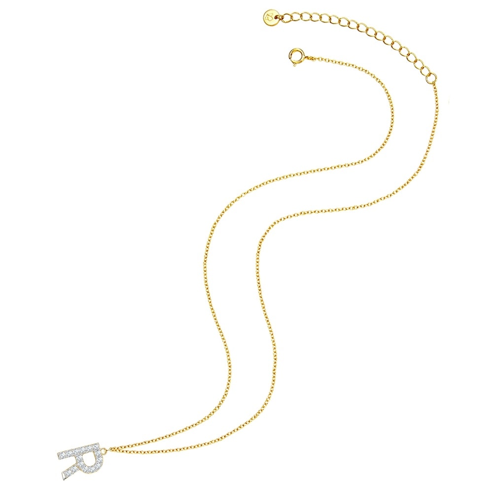 Glanzstücke München Collier en argent Lettre R Argent sterling Oxyde de zirconium (CZ) en Or jaune collier