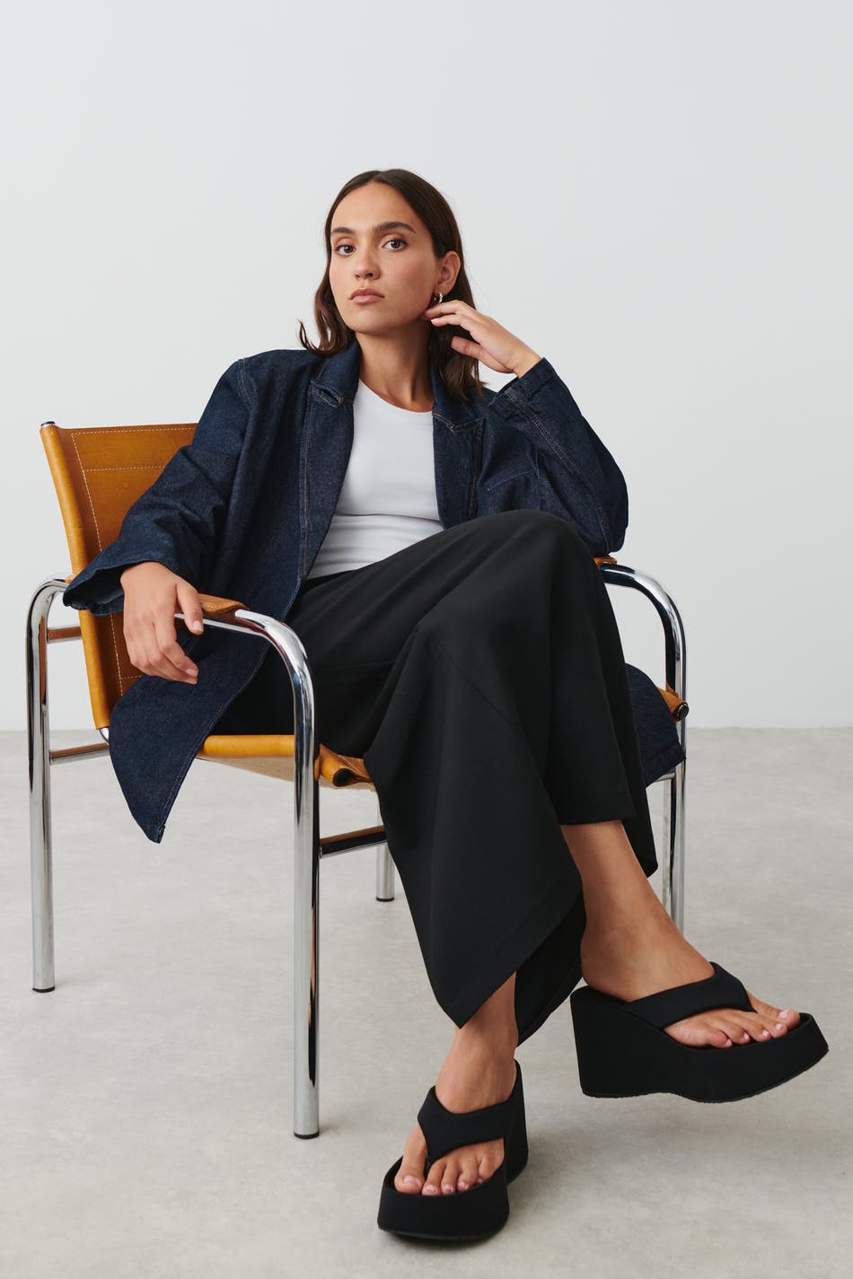 Oversized denim blazer