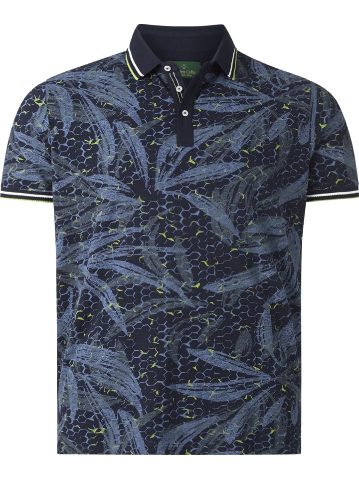 Charles Colby Poloshirt EARL BEAGAN in dunkelblau bedruckt günstig kaufen L
