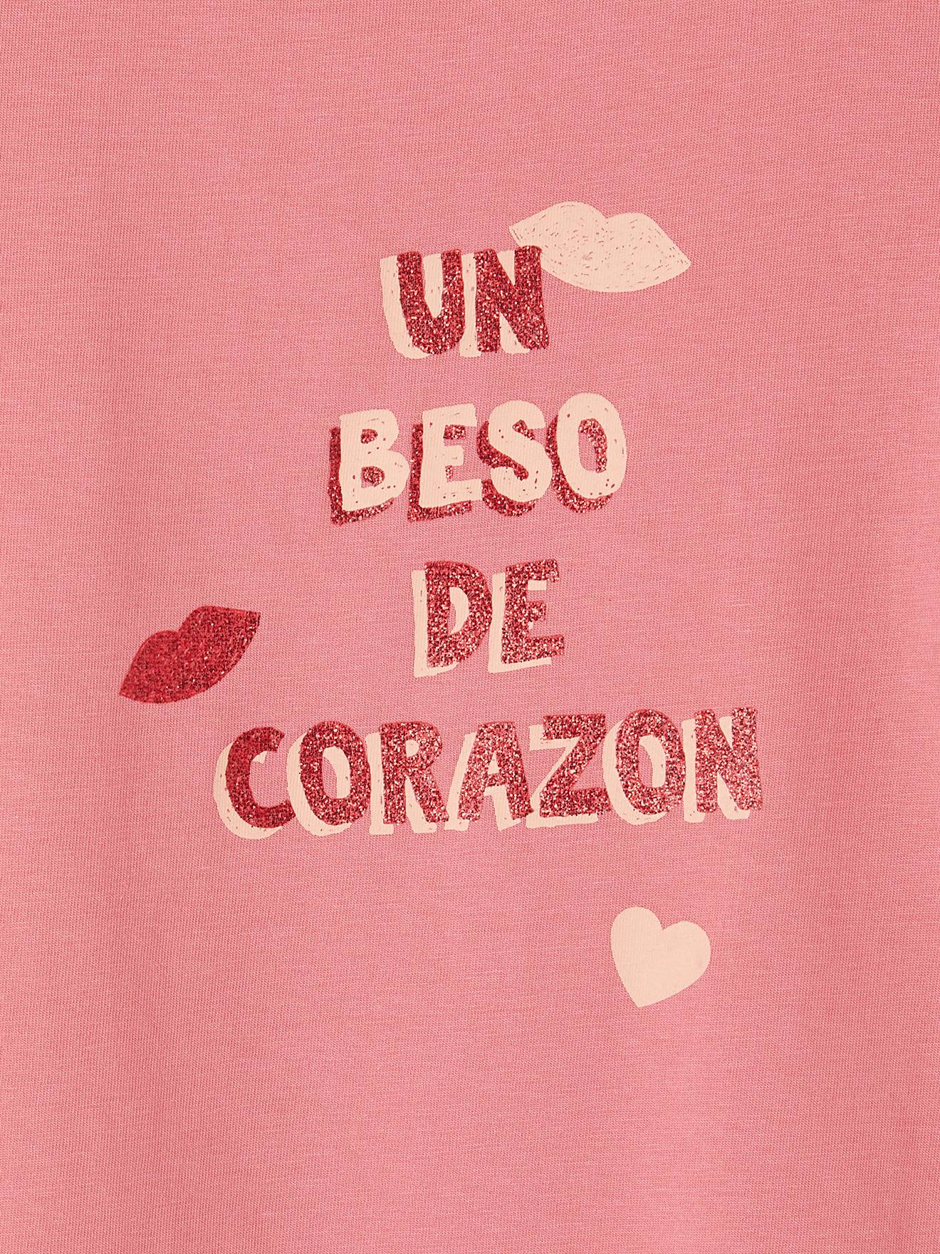 Vertbaudet Mädchen T-Shirt, Message-Print BASIC Oeko-Tex - wollweiß