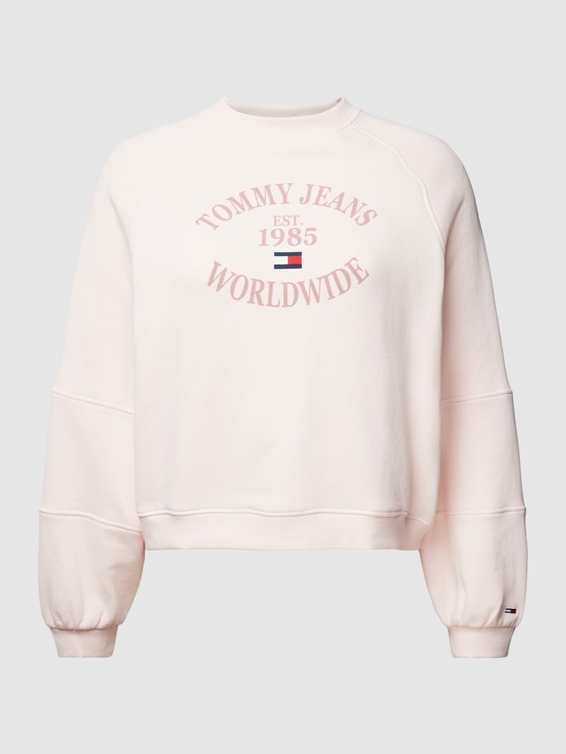 PLUS SIZE Sweatshirt mit Label-Print Modell 'WORLDWIDE' in rosa