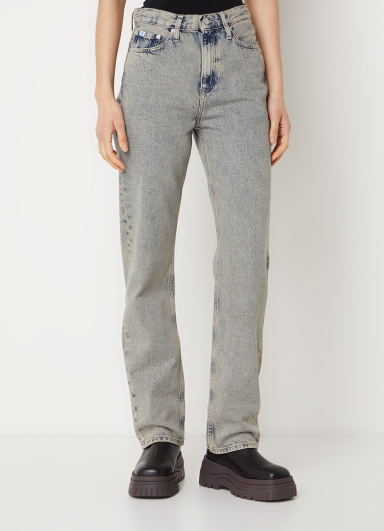 Calvin Klein high-waist straight-leg jeans with a colored wash