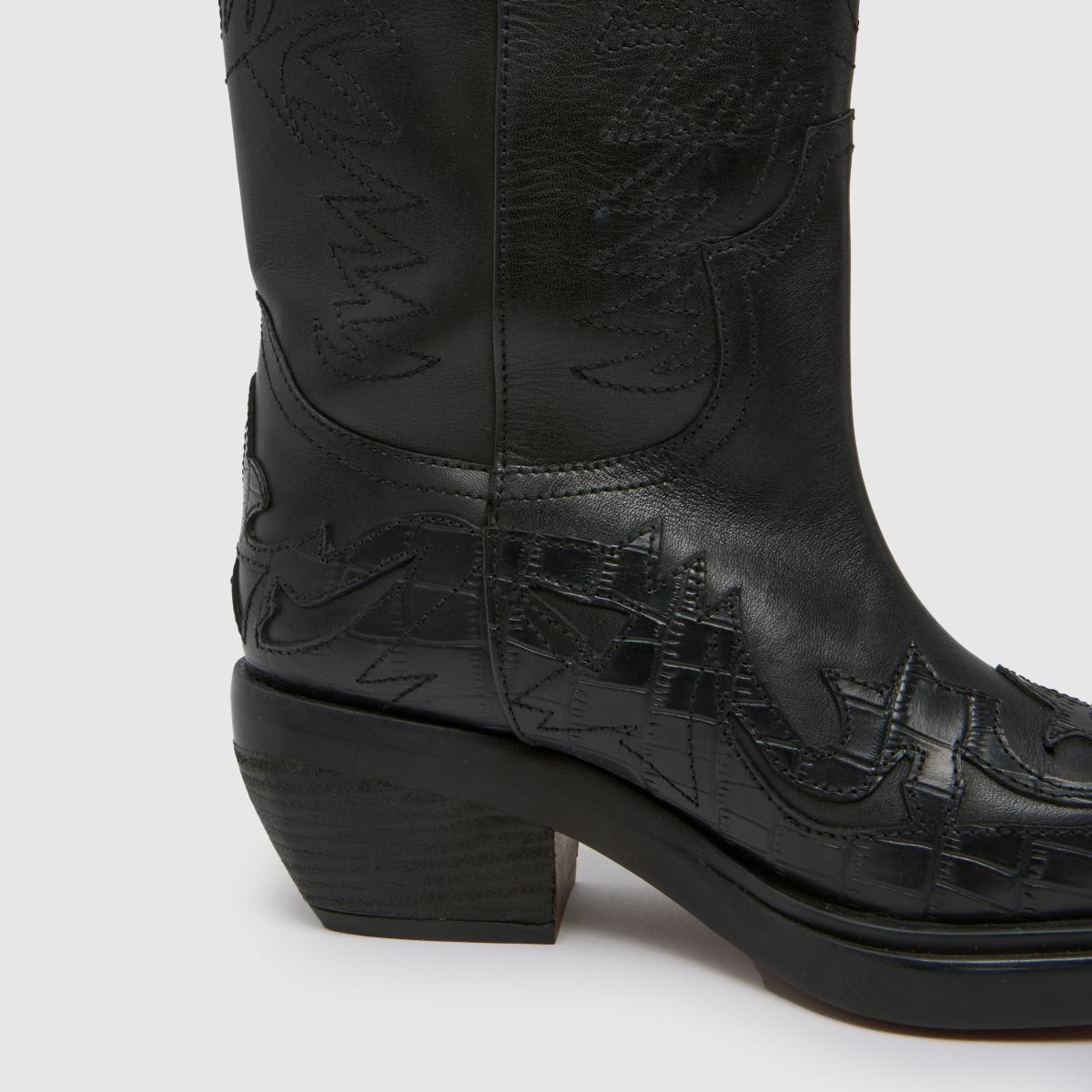 Schuh Dora bőr western térdig érő csizma fekete színben