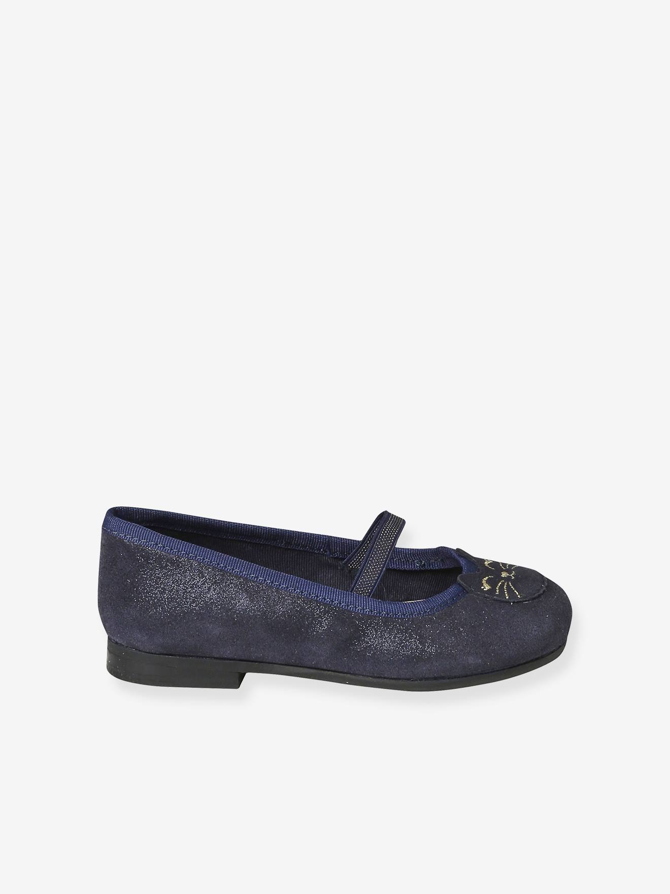 Ballerines cuir pailleté fille collection maternelle marine