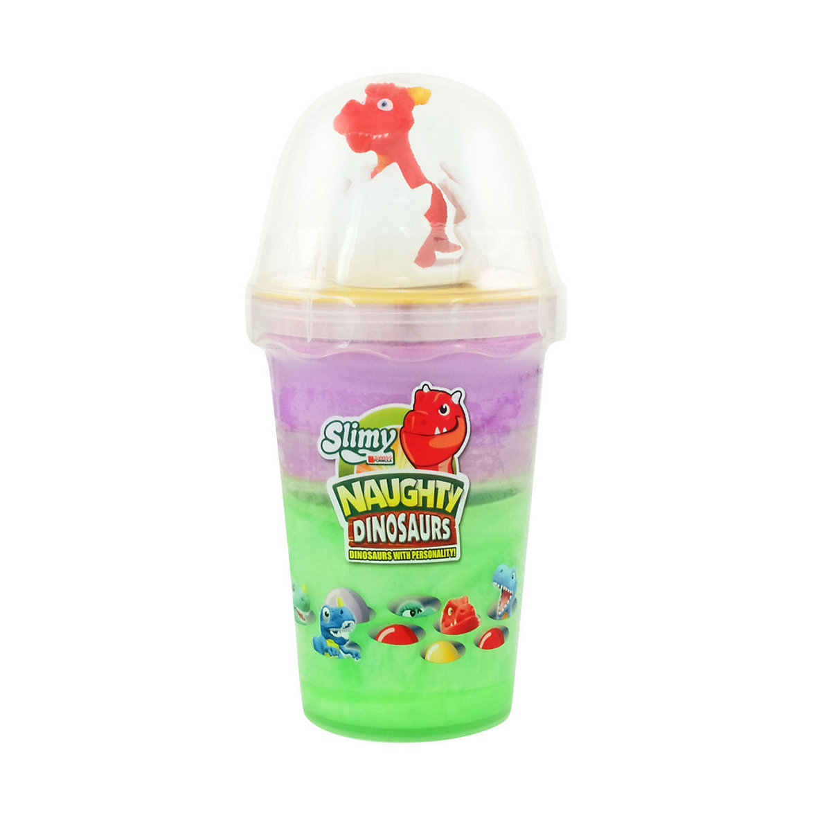 SLIMY® Dinosaur Collectible - 155g Original Slimy Slime Spielmasse in zwei Farben inkl. lustiger Dinosaurier Sammelfigur