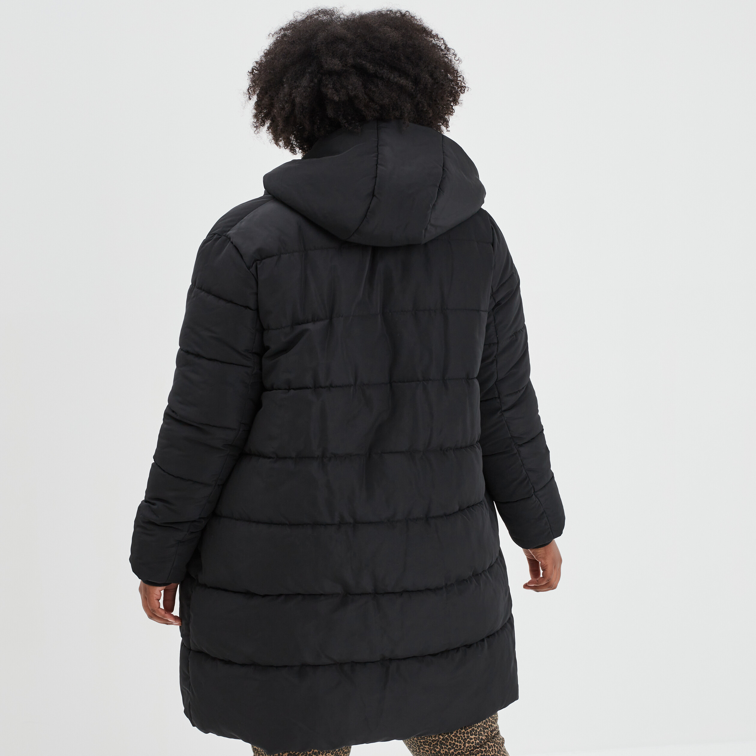 Manteau matelassé col montant châle noir femme grande taille | La Halle