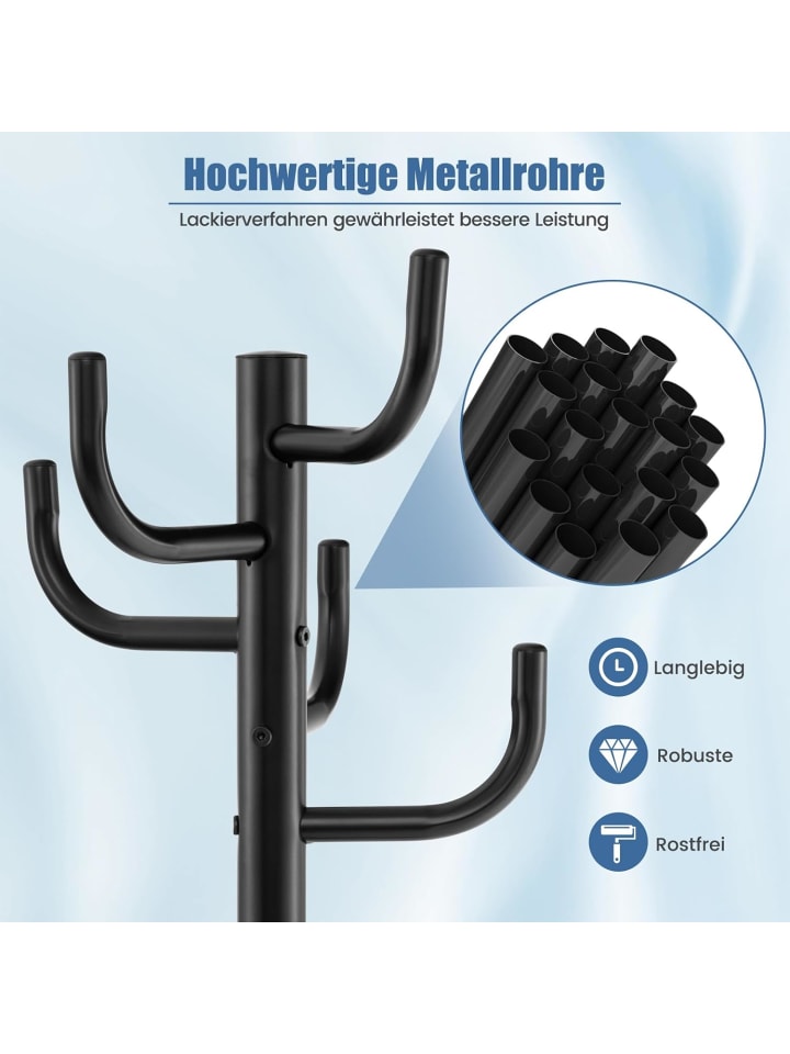 COSTWAY Garderobenständer mit 8 Haken 175cm in Schwarz günstig kaufen onesize