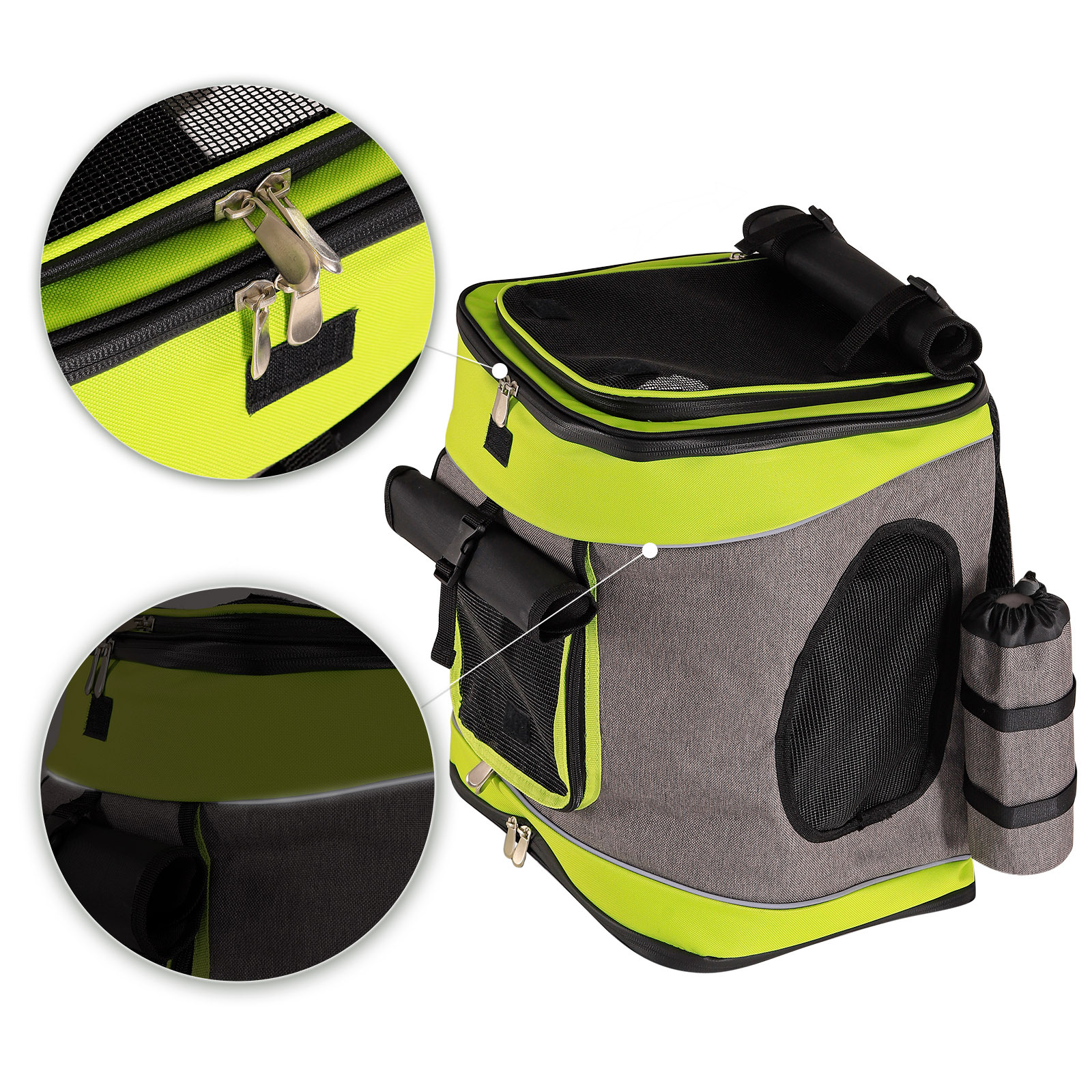 Lionto Tragetaschen Lionto Haustier-Rucksack grau/ grün
