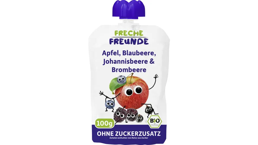 Freche Freunde Bio Quetschie  Apfel, Blaubeere, Johannisbeere & Brombeere 100 g