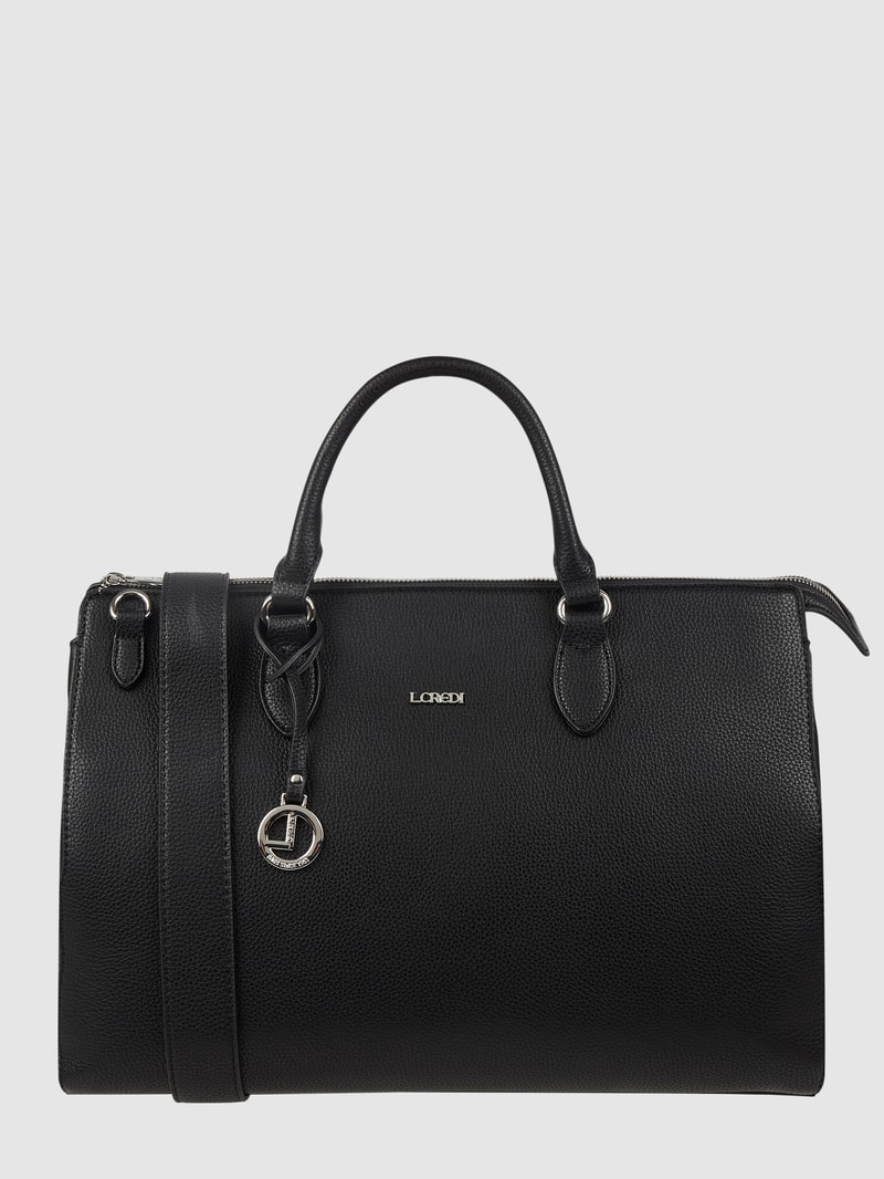 Handtasche mit Label-Details Modell 'ELLA' in schwarz