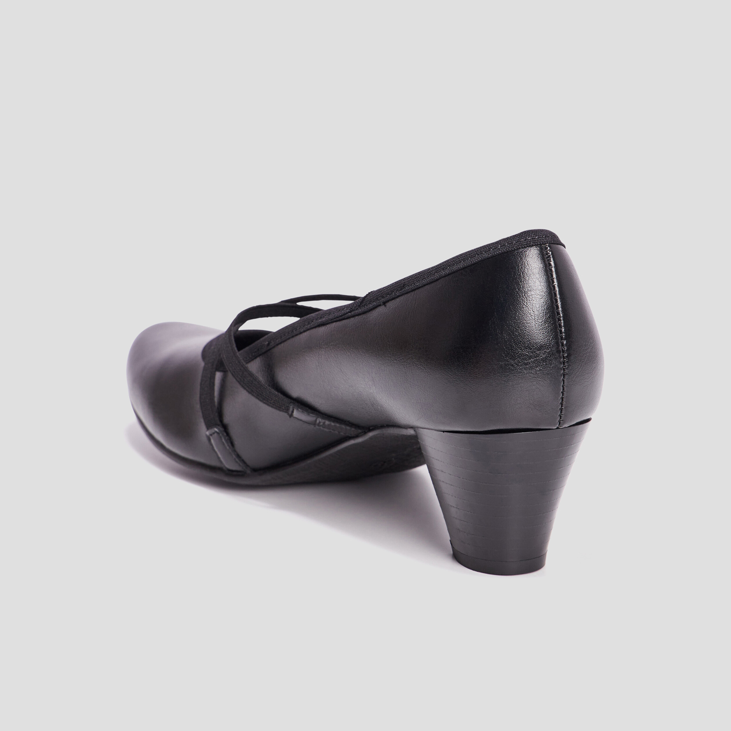 Escarpins confort à talons en cuir noir femme | La Halle
