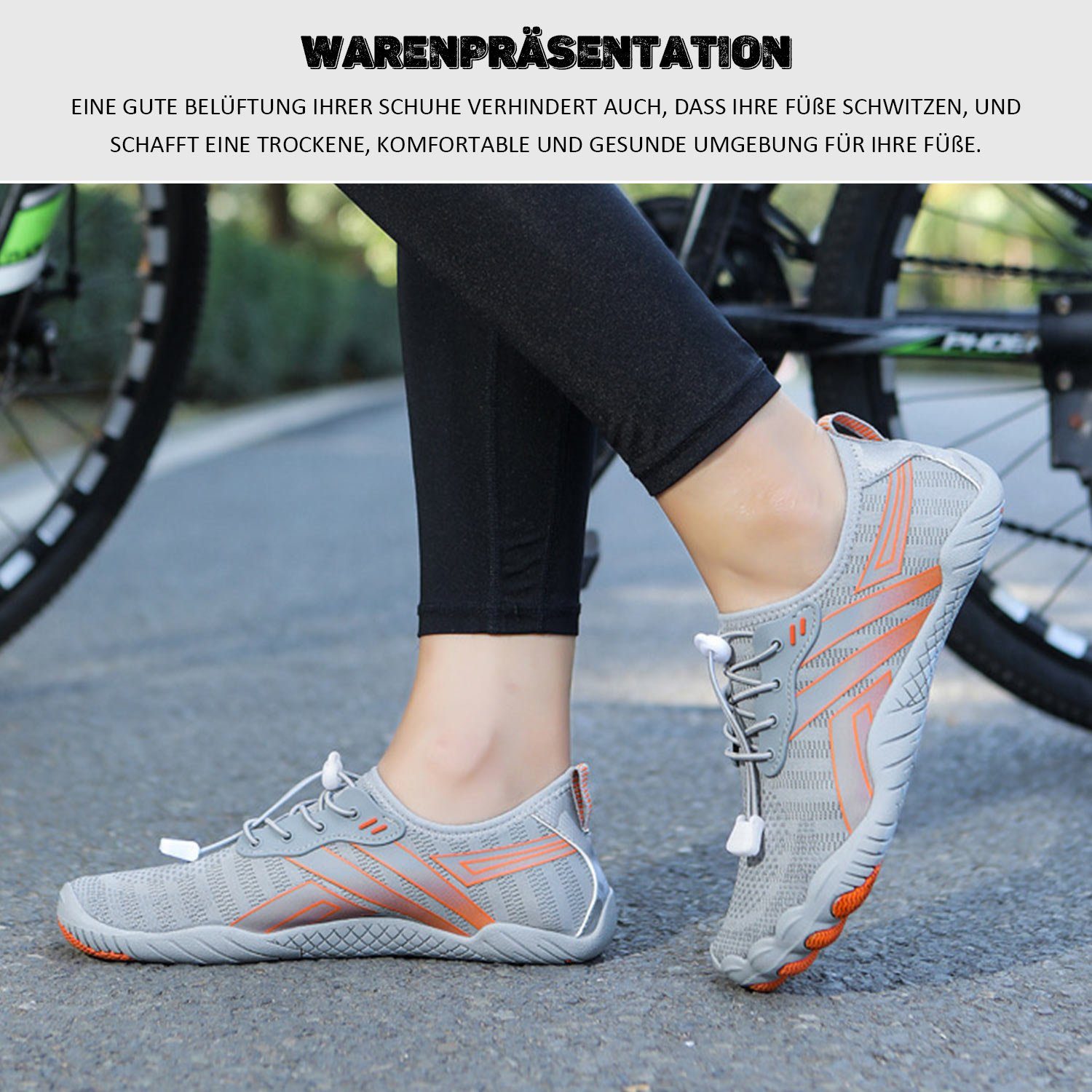 Daisred Damen Herren Barfußschuhe, Bequem Fitnessschuhe mit Weich Sohle Barfußschuh
