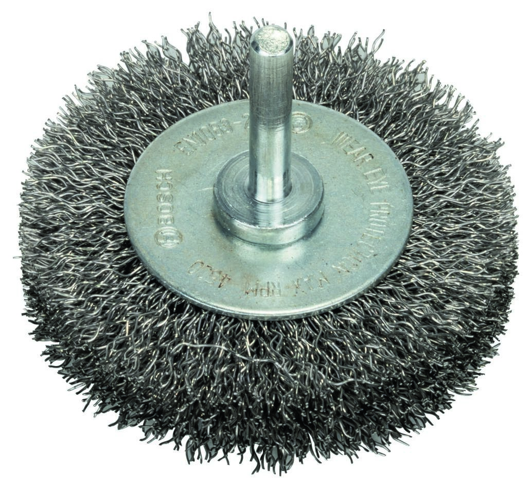 Perie disc Bosch Blue Accessories 2608622122, 70 mm, ondulată, tijă de 6 mm, oțel inoxidabil