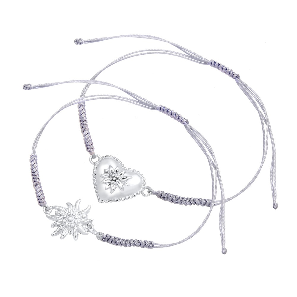 Elli Elli Bracelet Edelweiss Pendentif à la Mode Ensemble Femme - (925/1000) Argent Bracelet