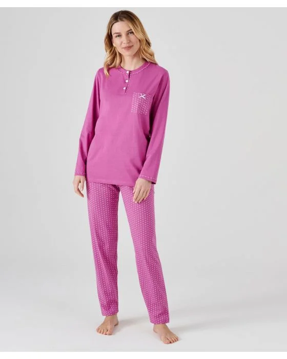 Pyjama-tunique en pur coton peigné, manches longues