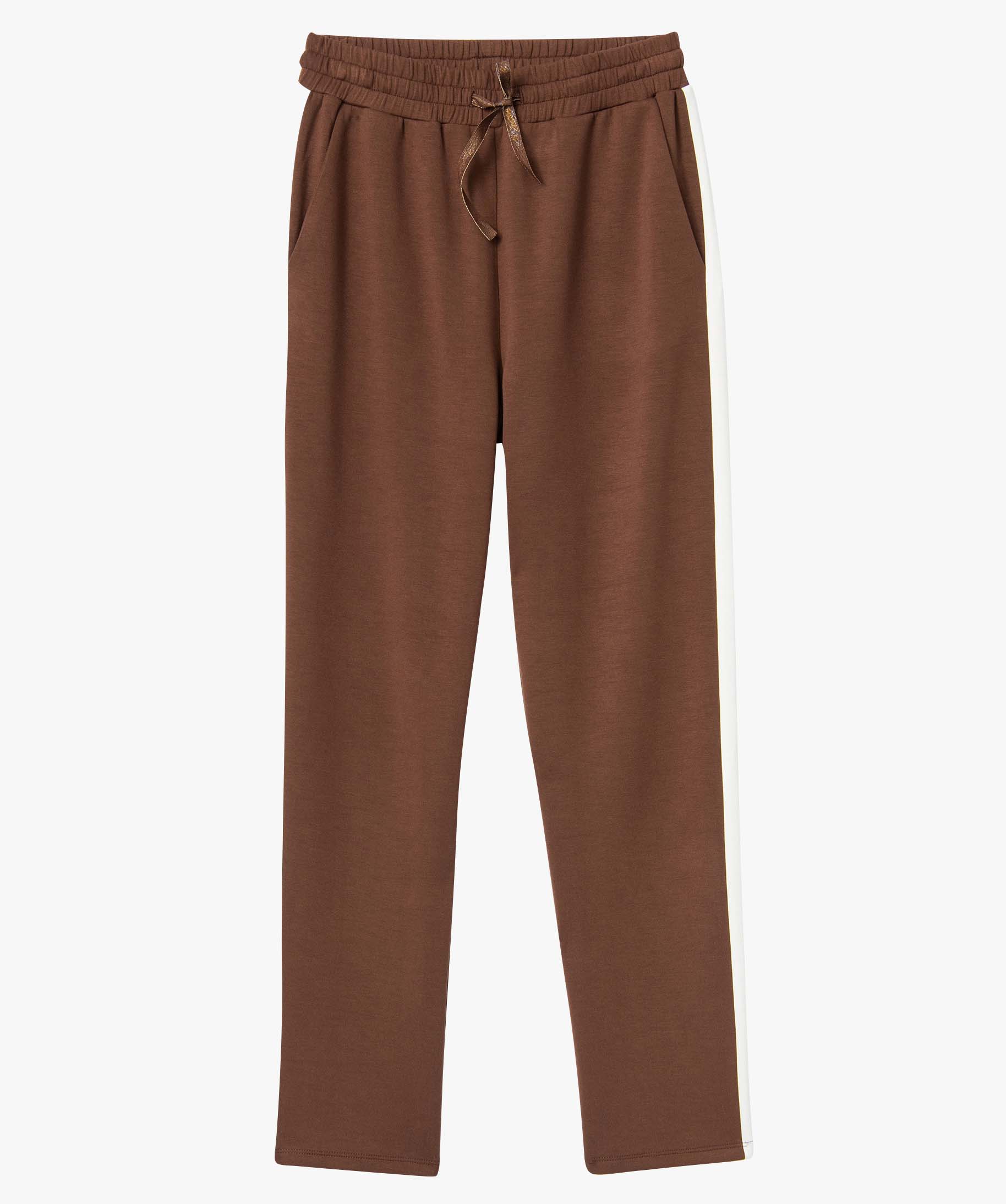 Pantalon de jogging femme avec bandes contrastantes sur les ... marron | GEMO