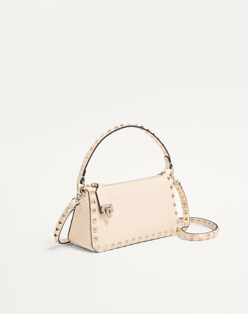 Bolsa de ombro pequena Rockstud em couro de bezerro granulado