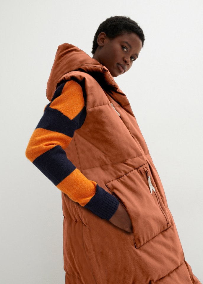 Oversize Puffer-Weste aus recyceltem Polyester mit Kapuze