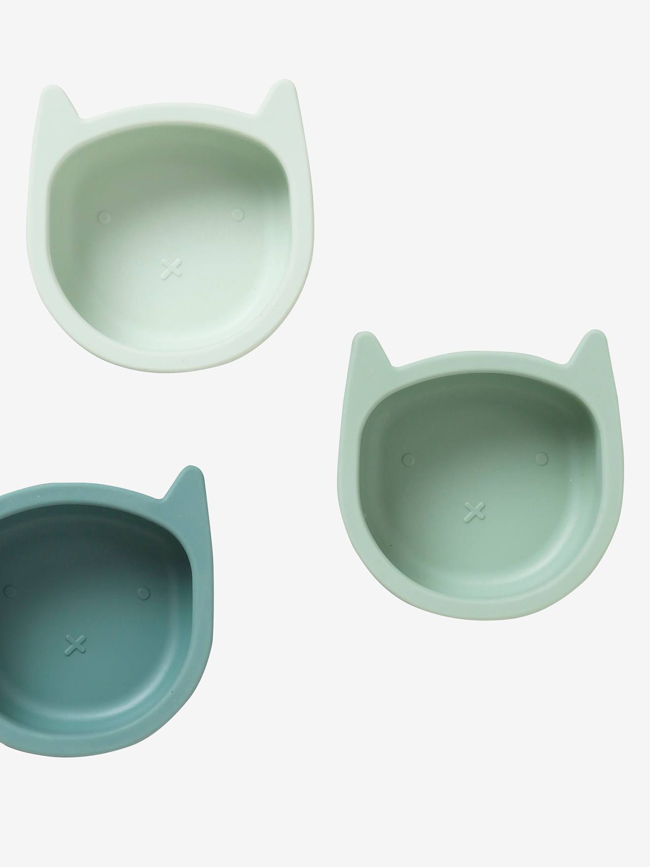 Lot de 3 bols en silicone Chat lot vert