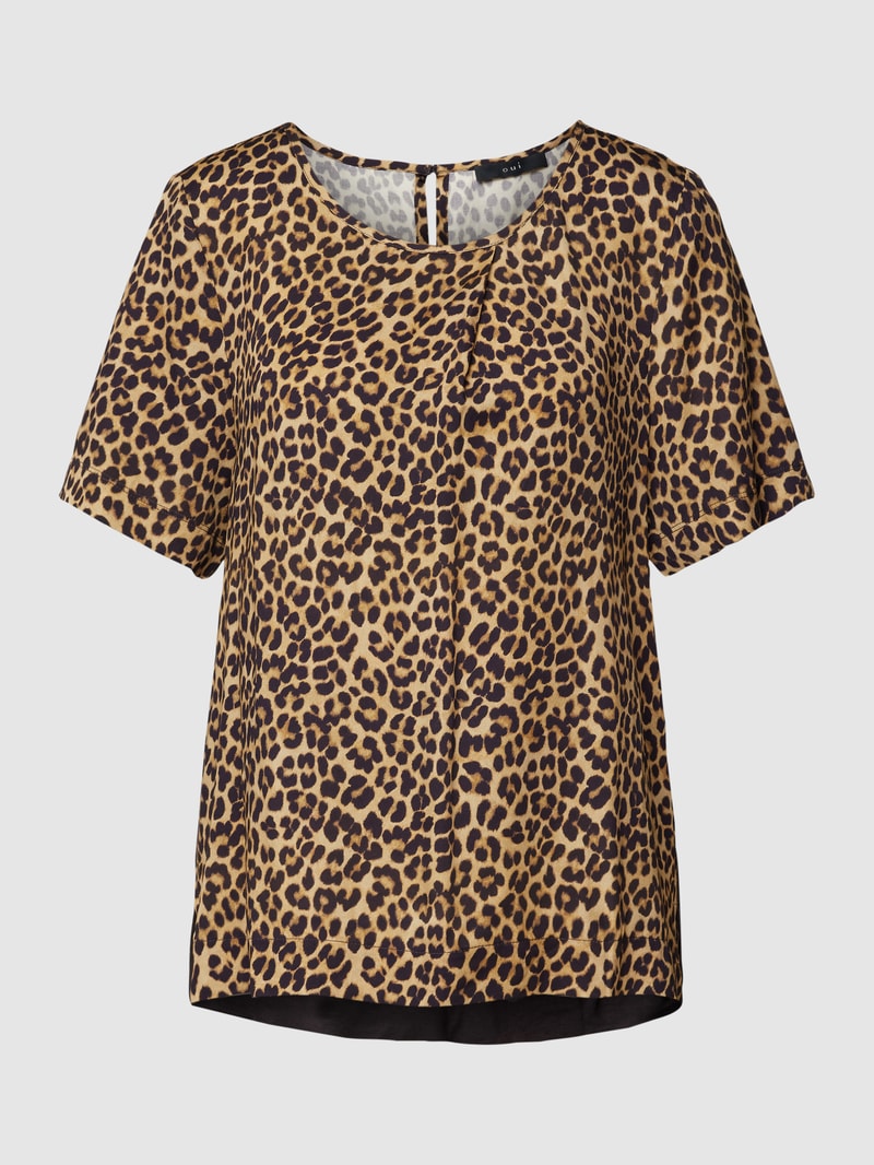 Bluse mit Animal-Print in camel