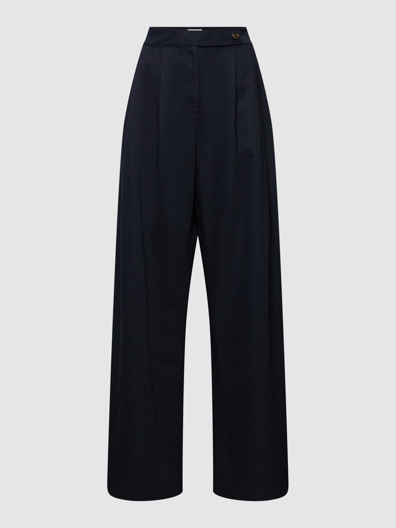 Wide Leg Hose mit Leinen-Anteil in marineblau