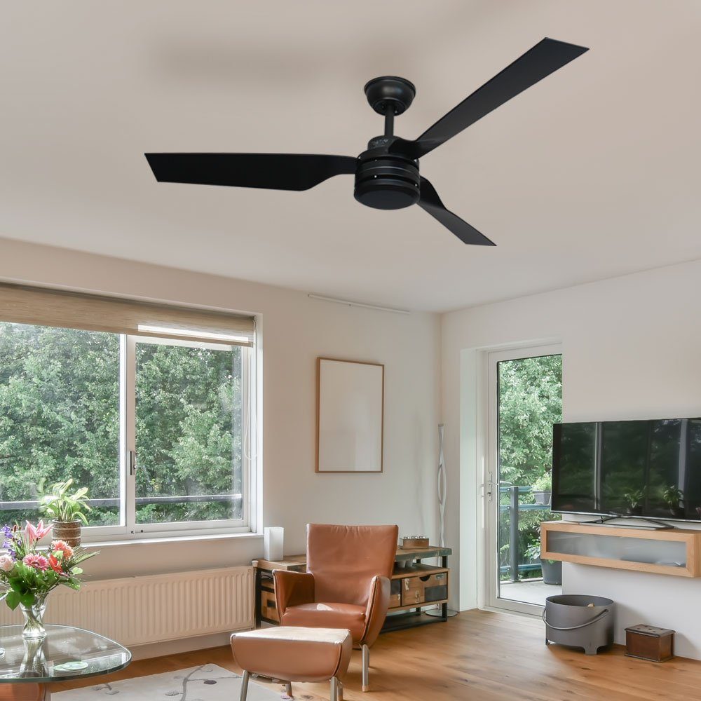 etc-shop Deckenventilator, Decken Ventilator mit Fernbedienung Wohnzimmer Lüfter Kühler schwarz