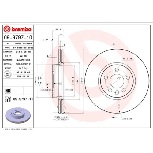 09.9797.11 BREMSSCHEIBE BREMBO VA  VP1 - ATU