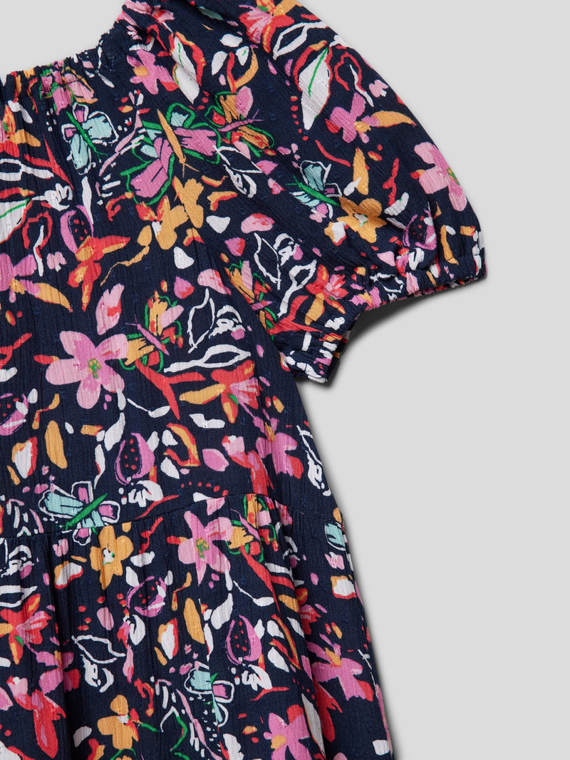 Kleid aus Viskose mit floralem Allover-Muster in marineblau
