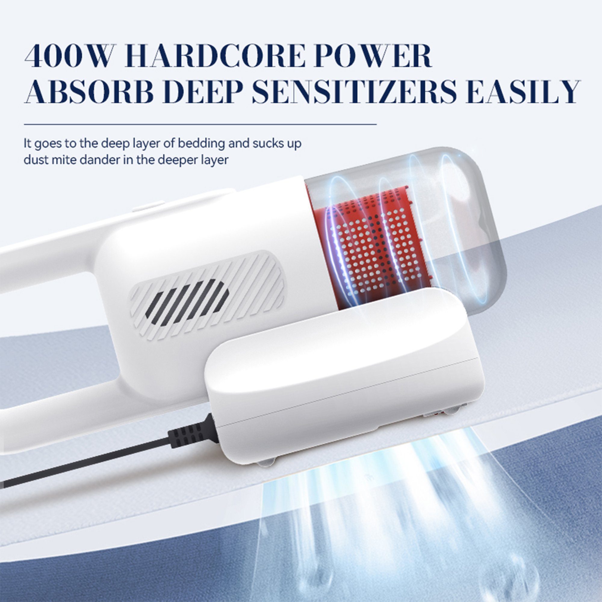 Mutoy Matratzenreinigungsgerät Matratzensauger, Milben Handstaubsauger,Handstaubsauger, Milbensauger, 400,00 W, UV-C Sterilisation,HEPA Filter,Für Allergiker, entfernt 99,9% Aller Milben,für Matratzen,Sofas und Betten