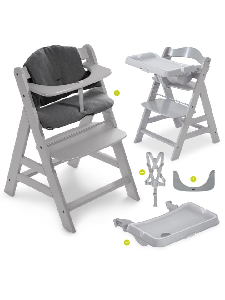 Hauck Hochstuhl Alpha Plus Grau im Sparset inkl. Sitzkissen in grau,schwarz günstig kaufen onesize