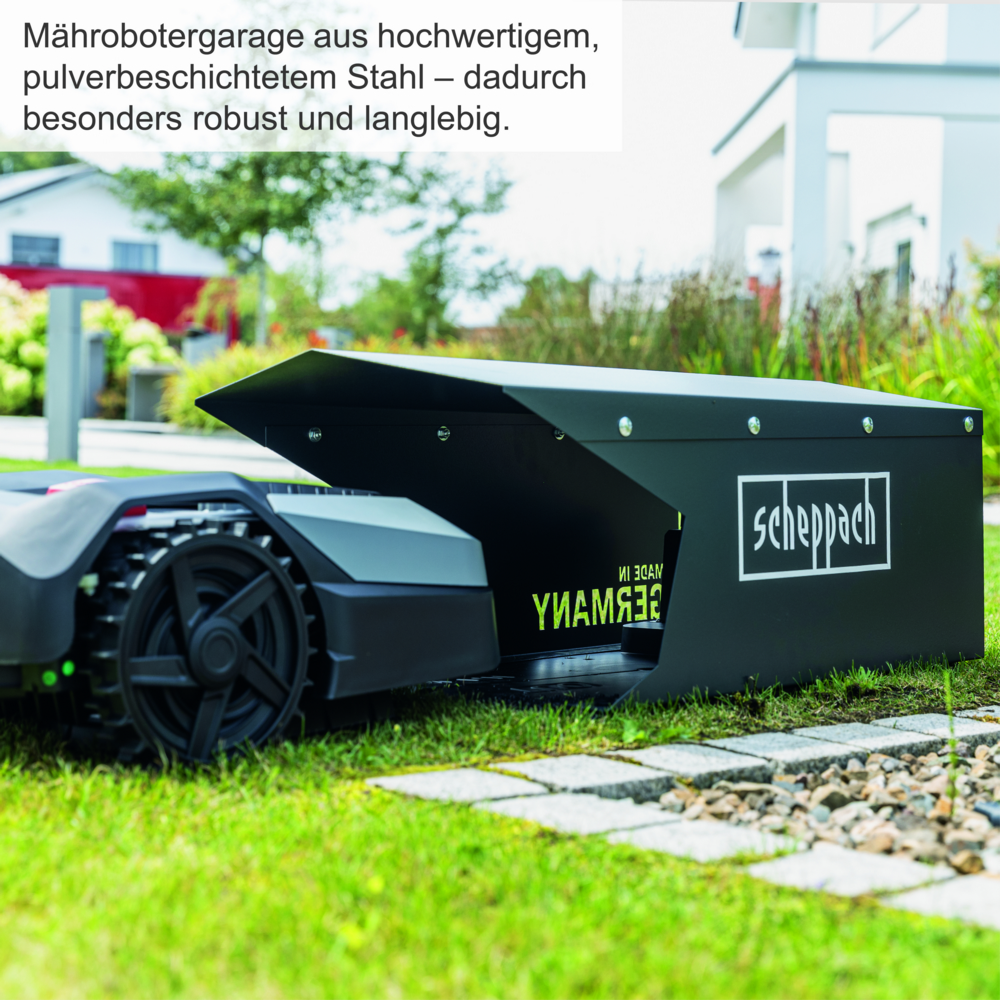 Scheppach Mährobotergarage Rasenmähroboter Rostfreies Metallgehäuse
