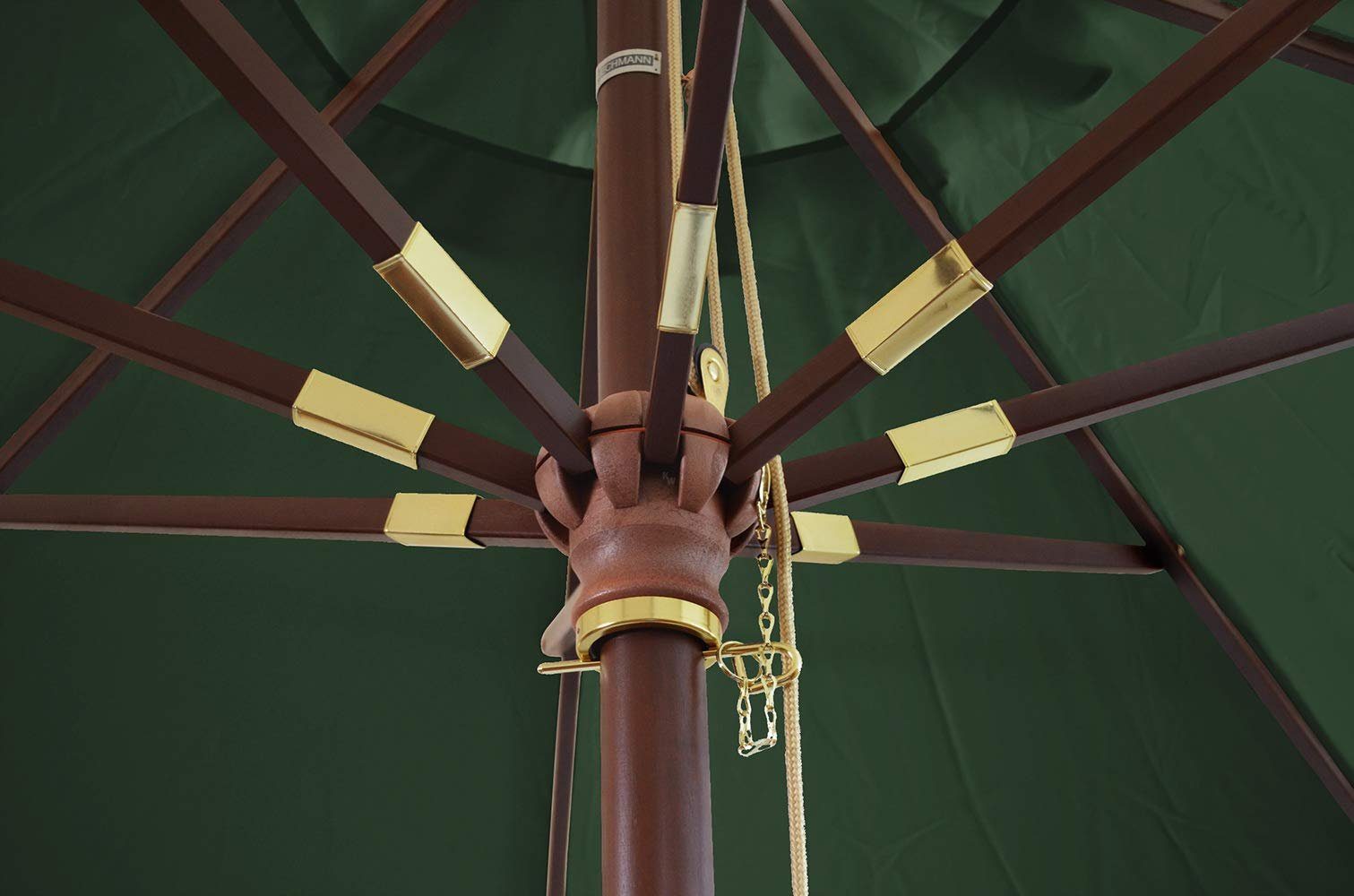 Kai Wiechmann Sonnenschirm Runder Balkonschirm 350 cm als hochwertiger Schattenspender, Gartenschirm aus Holz mit Windauslass & UPF 50+