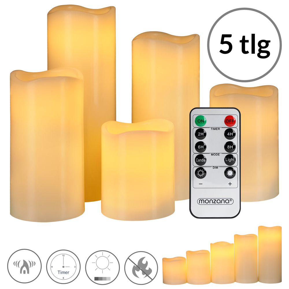 Casaria Deuba LED Kerzen 5tlg mit Fernbedienung