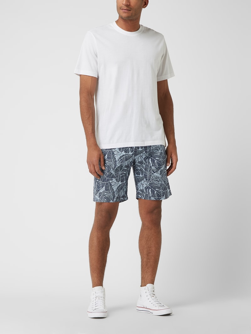 Shorts mit floralem Allover-Muster in marineblau