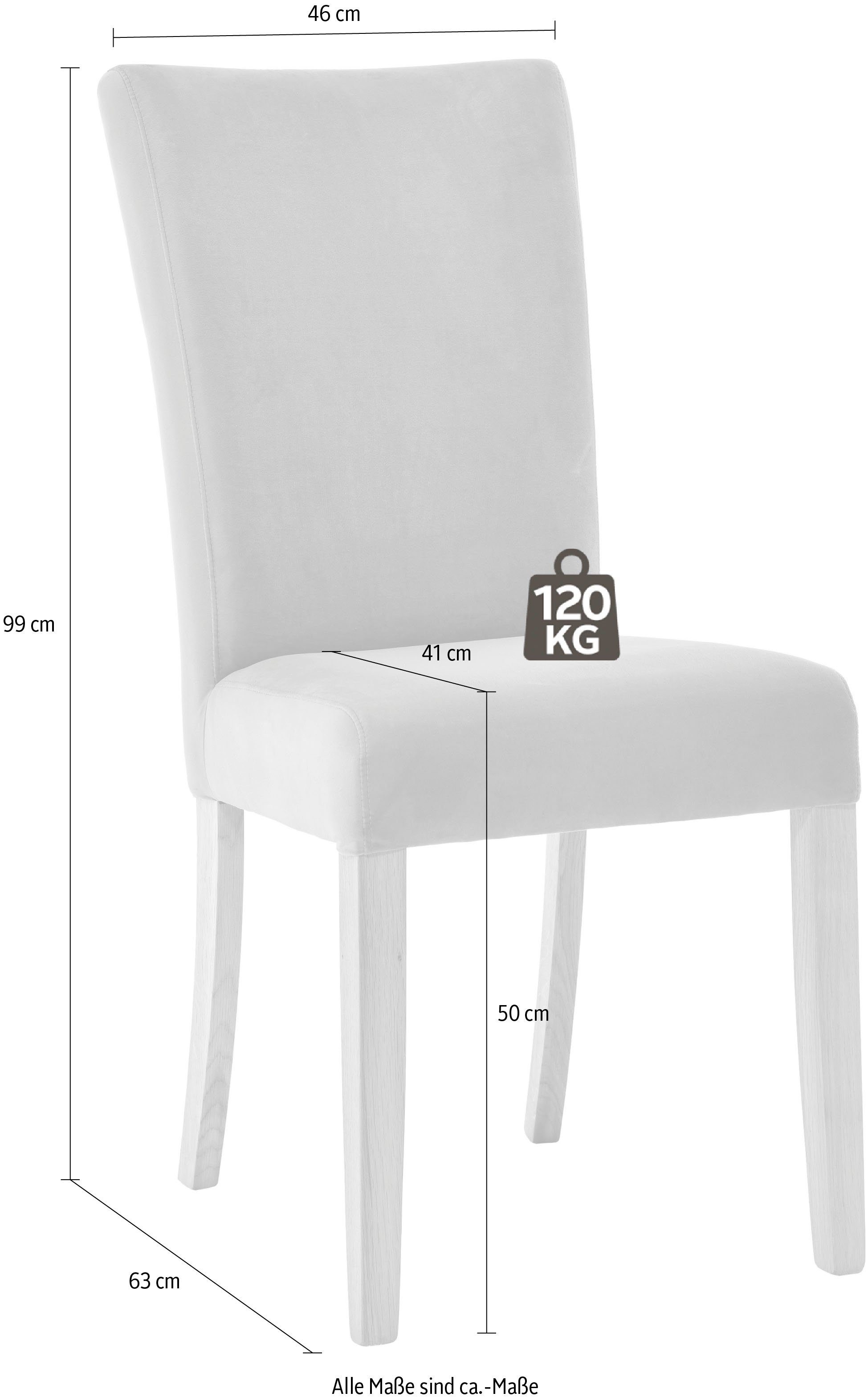 Home affaire 4-Fußstuhl Barentssee (Set, 2 St), im 2er Set, aus massiver Eiche natur