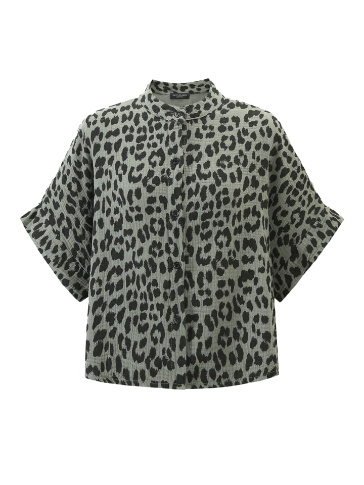 SASSYCLASSY Musselin Bluse mit Zebra in khaki I schwarz günstig kaufen